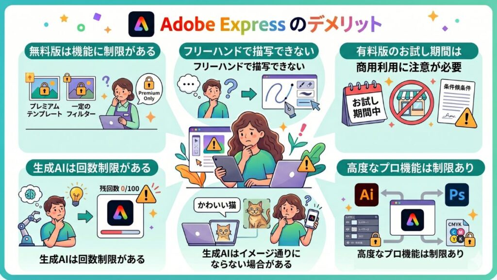 Adobe Expressのデメリットの図解