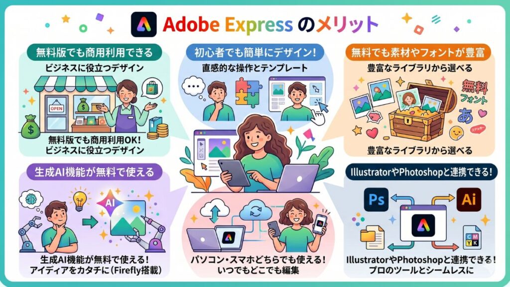 Adobe Expressのメリットの図解