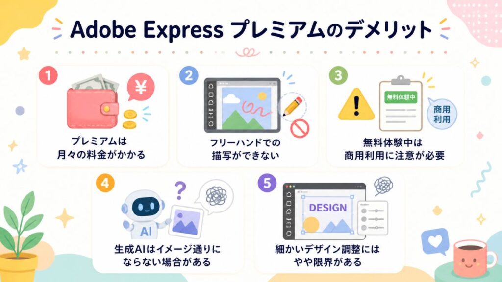 Adobe Expressプレミアムのデメリットの図解