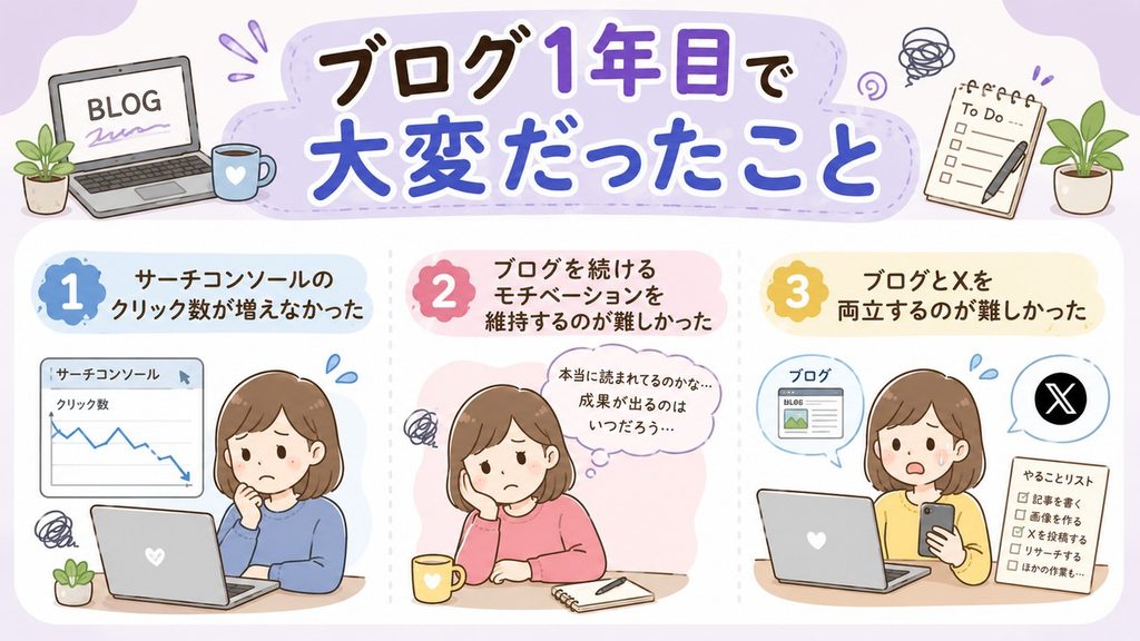 ブログ1年目で大変だったことの図解