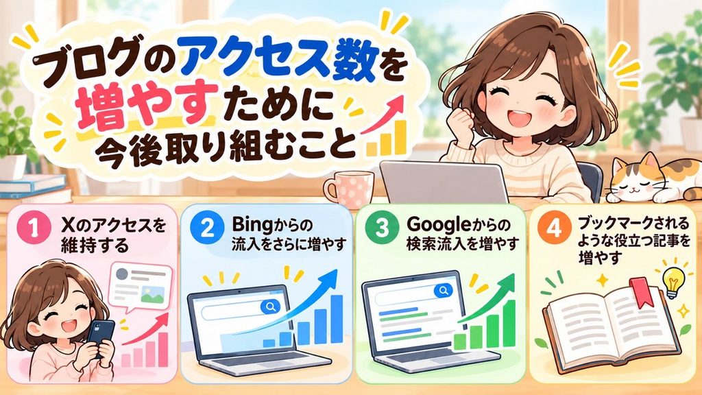 ブログのアクセス数を増やすために今後取り組むことの図解