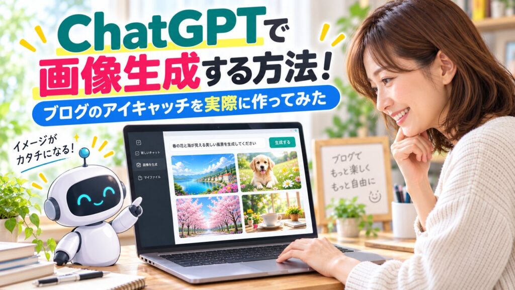 ChatGTPで画像生成する方法!ブログのアイキャッチを実際につくってみたというタイトルのアイキャッチ画像