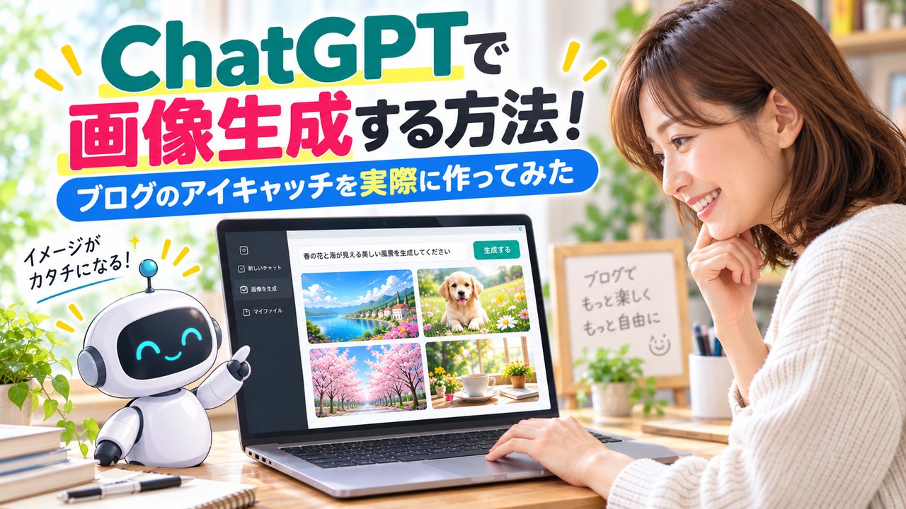 ChatGTPで画像生成する方法！ブログのアイキャッチを実際につくってみたというタイトルのアイキャッチ画像