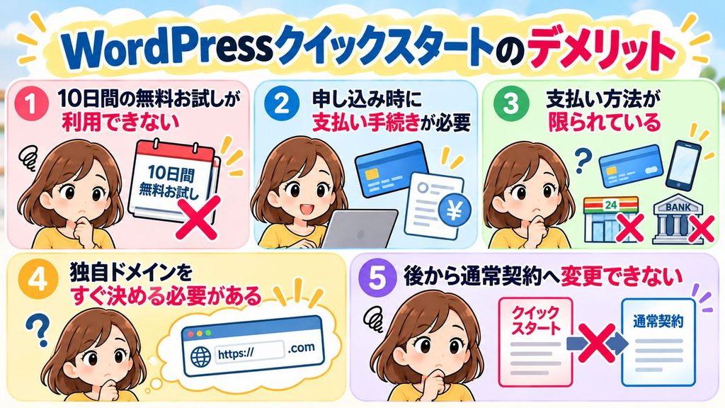 エックスサーバーのクイックスタートのデメリットの図解